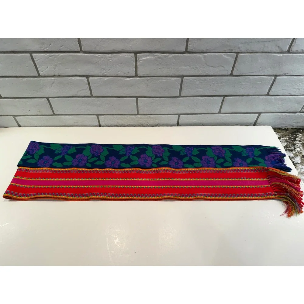 Unbranded Woven‎ Sash Belt Set Womens OS Multicolor Floral Striped Boho Fringe